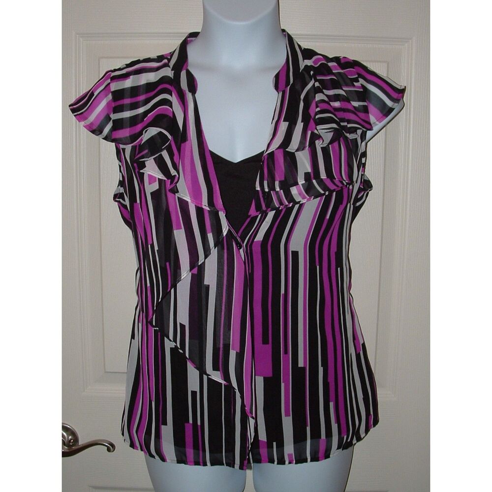 Colorful Sz Large Casual or Dress Belt, Cami & Button Up Ruffled Shirt 3 pc Set